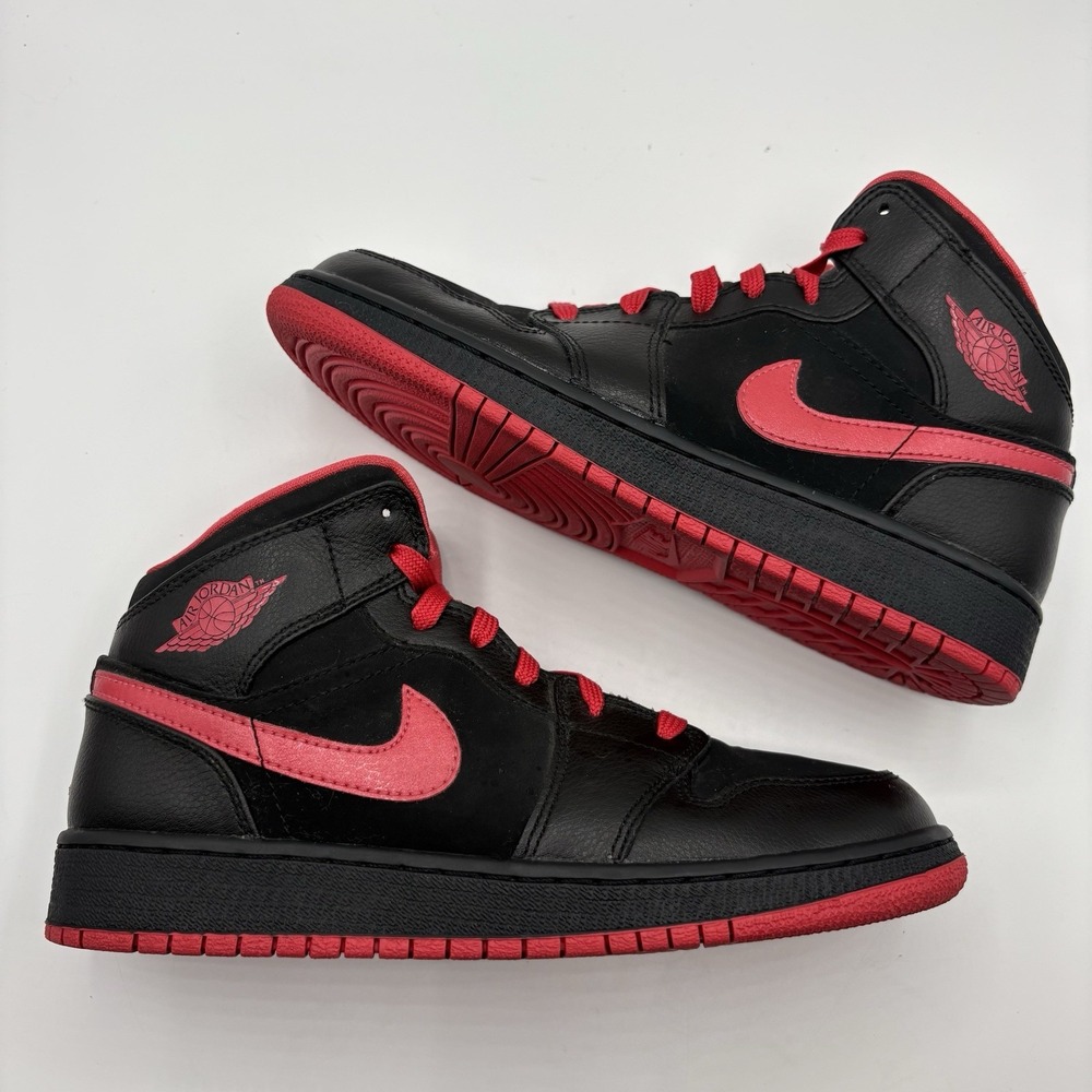 Air Jordan 1 Mid Black Fusion Red (Pink) GS Grade School Size 5Y